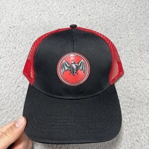 Bacardi Hat Cap Snap Back One Size Mens Black Red Trucker Rum Beer Logo‎